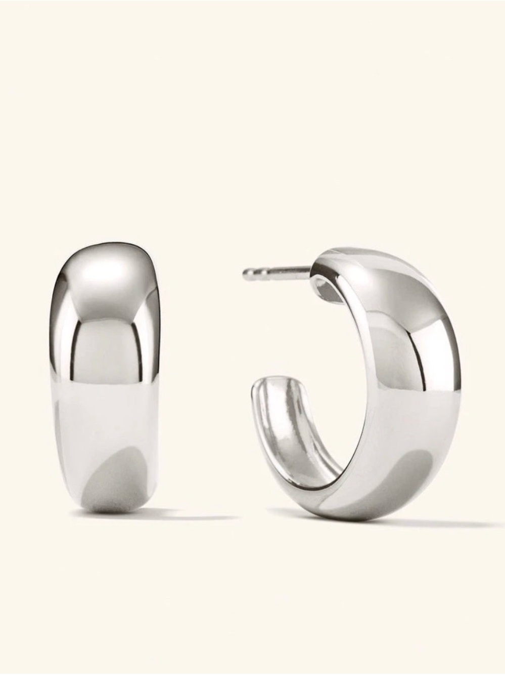 💛 Classic Mejuri Sterling Silver Dome Hoop Earrings | Designer Chic Retired